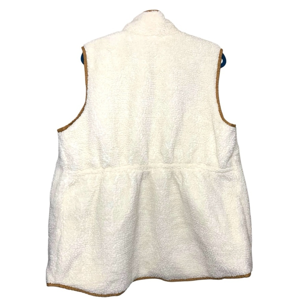 Fleece Vest Jacket Sz XL Full Zip Cream Sherpa Style Outdoor Layer Minimalist - Picture 2 of 11